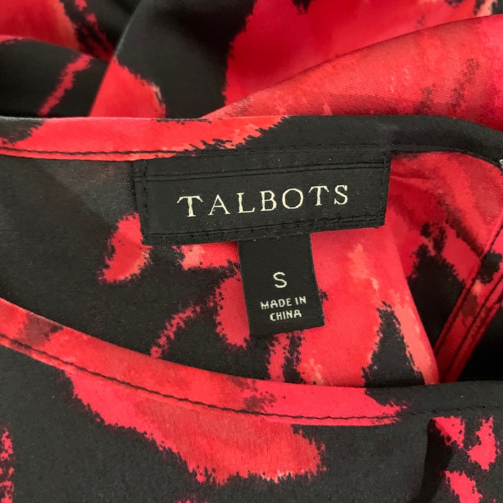 TALBOTS Black Red Floral Long Sleeve Blouse - Picture 3 of 3